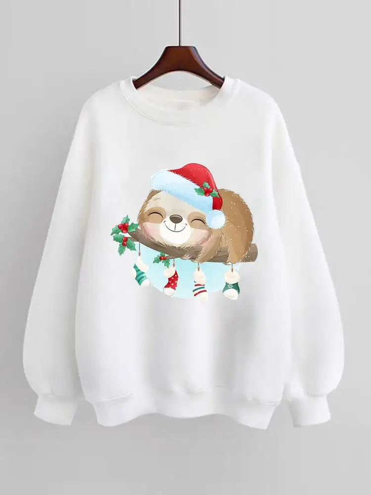 

Sloth Cartoon Love 90s Christmas New Year Fashion Spring Winter Pullovers Women Fleece Clothing Print Female Graphic Sweatshirts