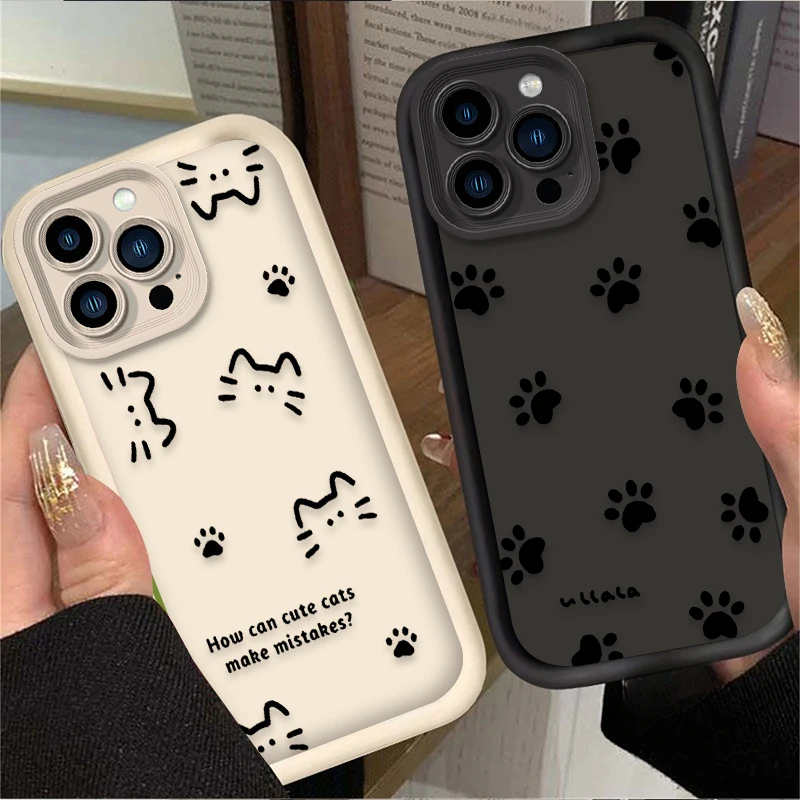 

Чехол для телефона Cat Dog Lovely Line для iPhone 17 Air 16 16E 15 14 13 12 11 Pro Max X XS X S Max XR SE 2020 SE4 7 8 Силиконовый чехол
