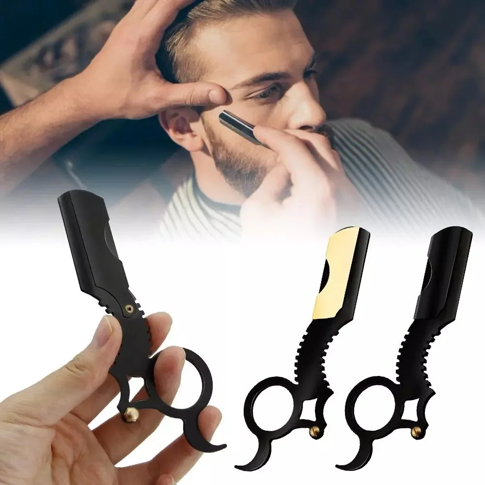 1PC Professionelle Manuelle Daumen Rasierer Barber Haarschnitt Razor Für Männer Edelstahl Bart Rasieren Rasierer Messer Halter