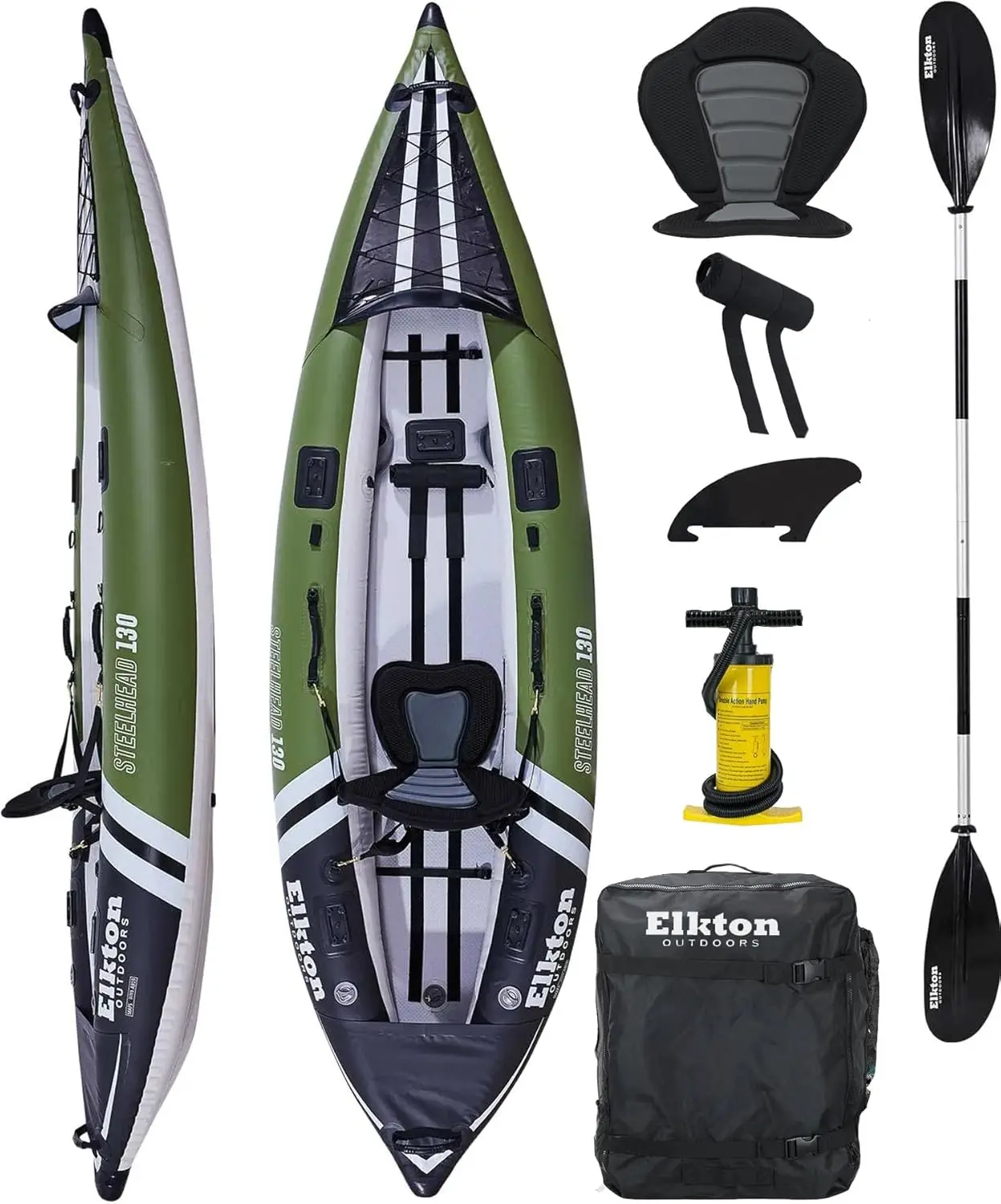 Steelhead Fishing Kayak - Angler Blow Up Kayak includes Paddle Seat Hard Mounting Points Bungee Storage Rigid Dropstitch Floor