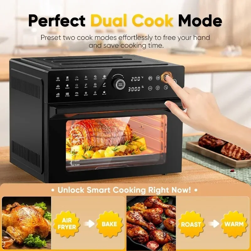 32qt extra grande fritadeira de ar forno fritadeira de ar circulação de ar quente para alimentos mais saudáveis cozinhar aparelhos de forno de rack duplo