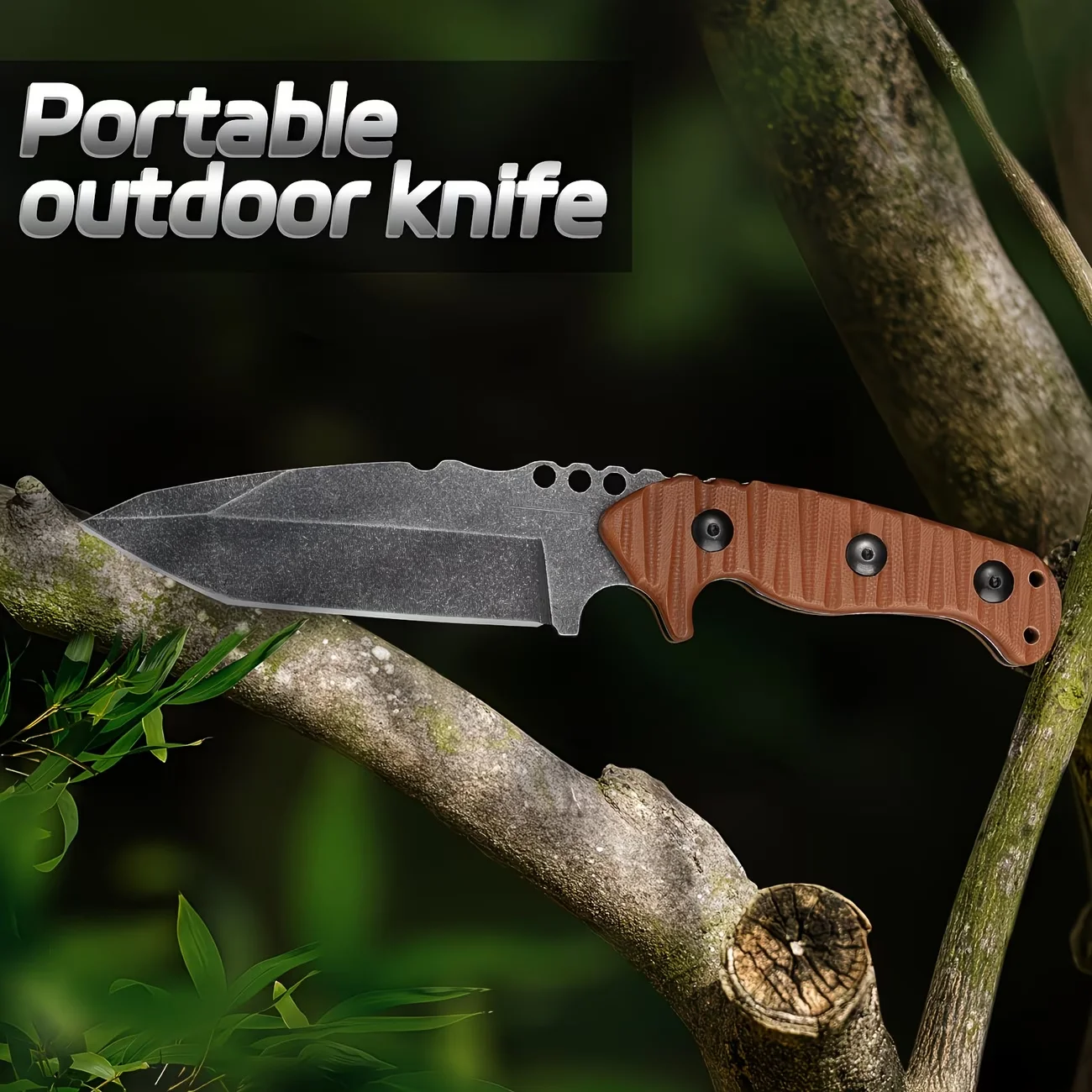 

Outdoor Camping Straight Knife with Integral Dragon Bone Suitable for Mountaineering,Hiking,Jungle Exploration,and FishingKnife