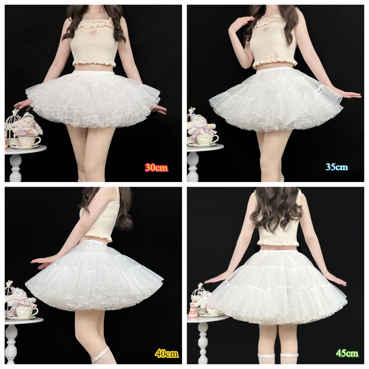 

Casual Lolita Puffy Dress Built-in Petticoat, 35cm Short A-line Silhouette, Easy to Wear for Dates Daily, Boneless Fluffy Skirt