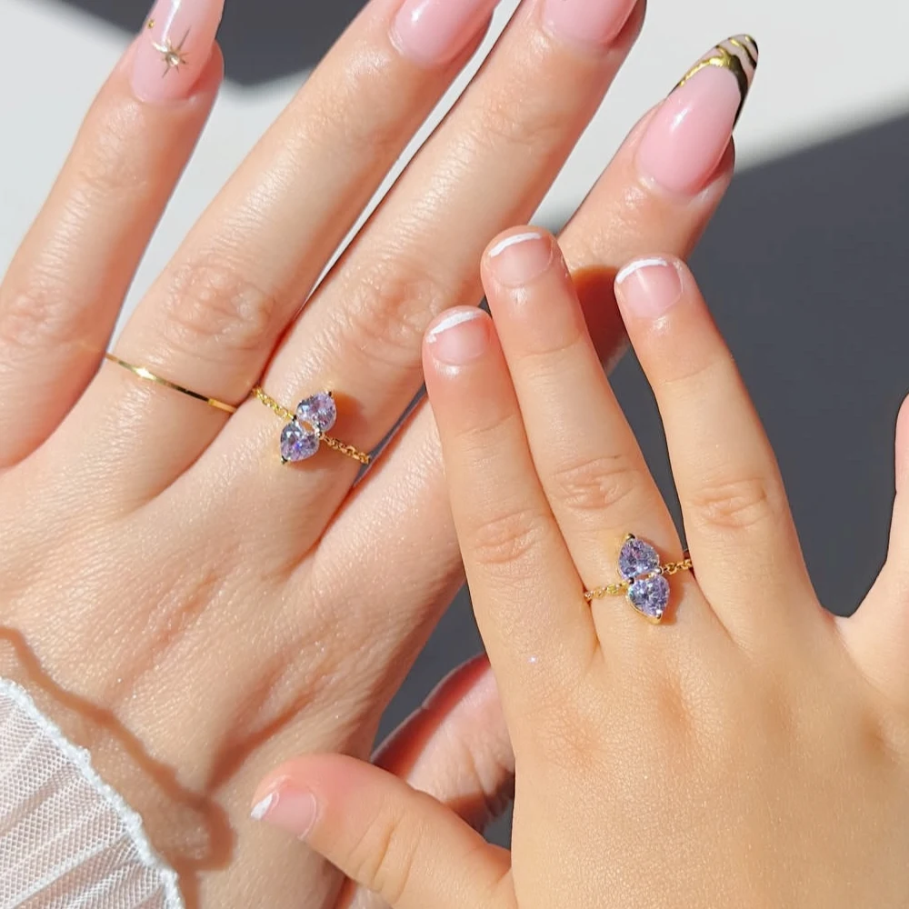 Luxuriöser Ring, Wassertropfenform, Zirkon-Kette, verstellbarer Ring für Frauen, Jahrestag, hochwertiger edler Schmuck
