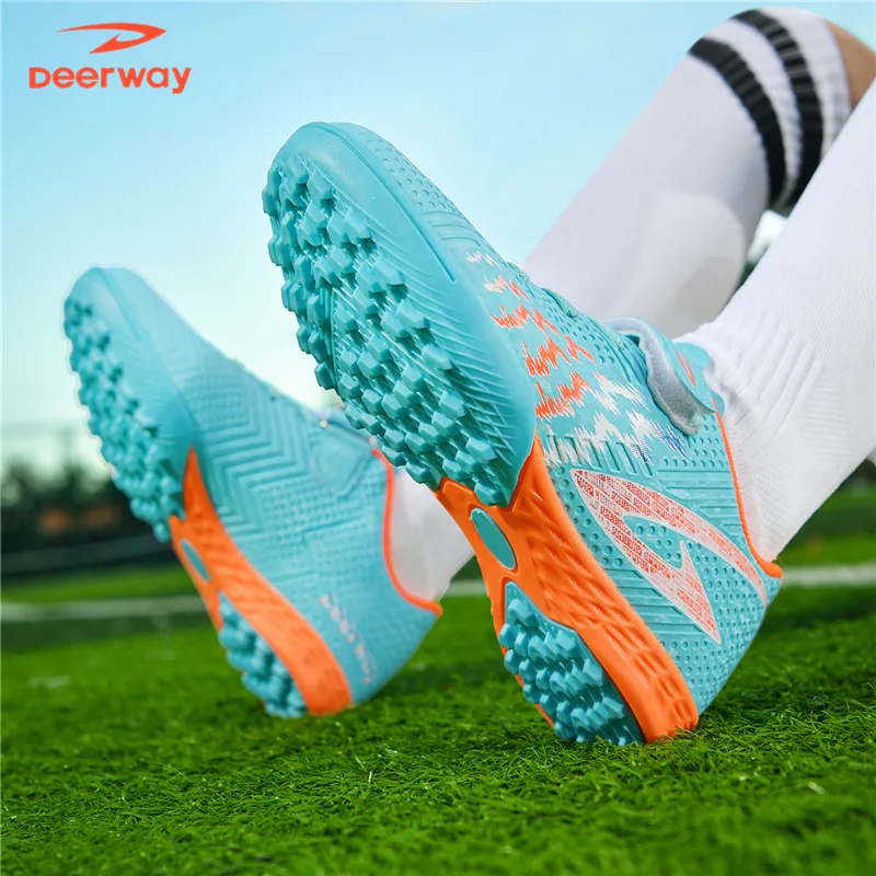 

New Velcro Kids Soccer Cleats Boys Girls Primary School Campus Sports Match Training Football Shoes with Studs