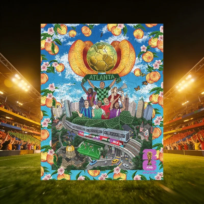 

FIFA World Cup Official Wooden Puzzles Adults 9.8*11.8in Train The Brain & Gifts for Soccer Fans Home Decor Wall Art Souvenir