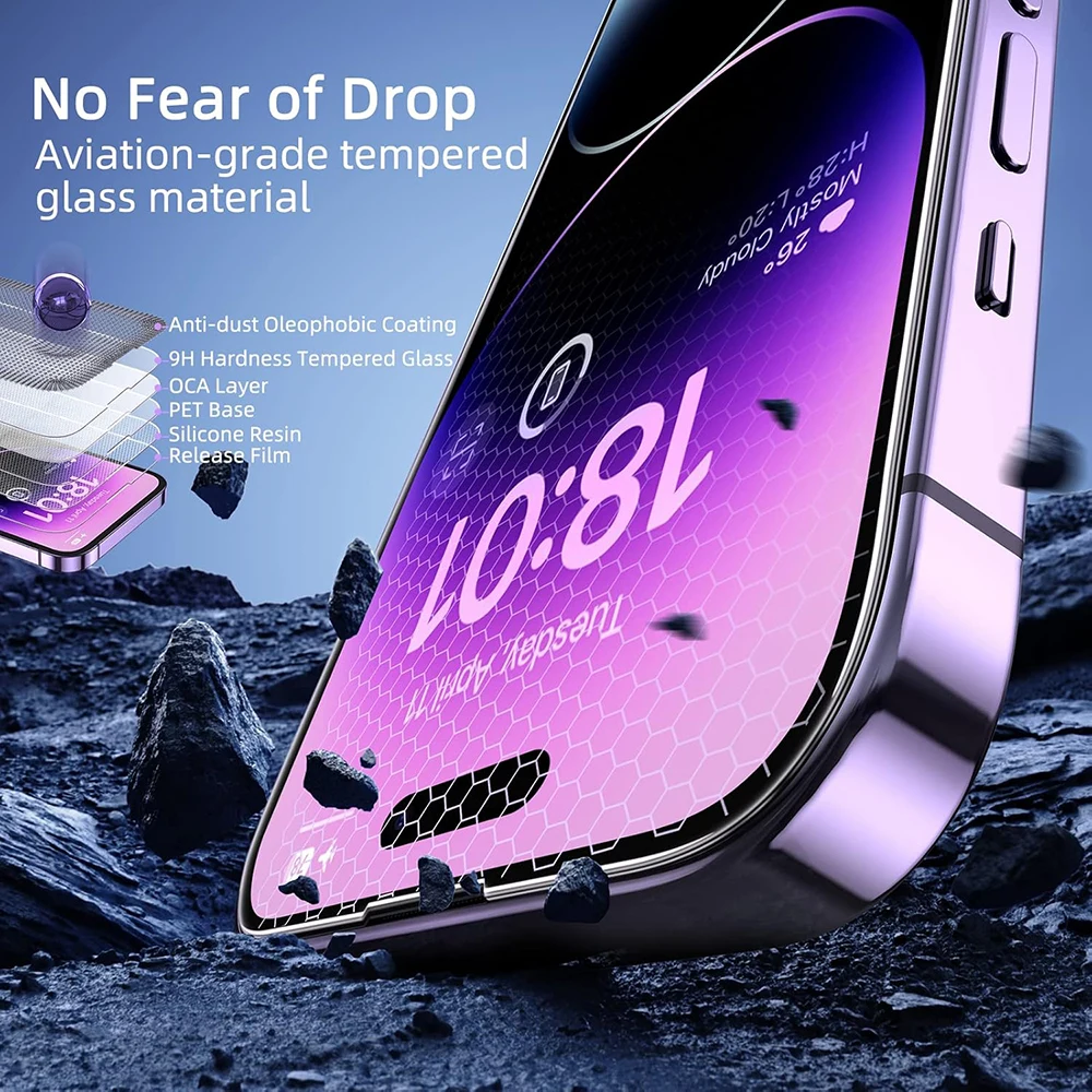 5-1Pcs Tempered Glass for iPhone 15 14 13 12 11 pro max X Xs XR Screen Protector on for iPhone 13 12 mini 8 7 6 Plus Glass Film