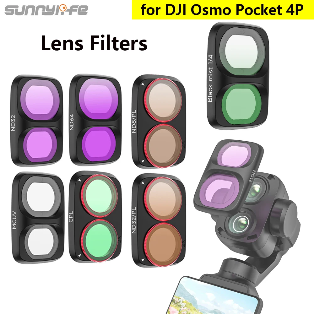 

Sunnylife For DJI Osmo Pocket 4P NDPL CPL Filters Kit for DJI POCKET4P ND8 ND16 ND32 ND64 MCUV Lens Filters Gimbal Protector Set