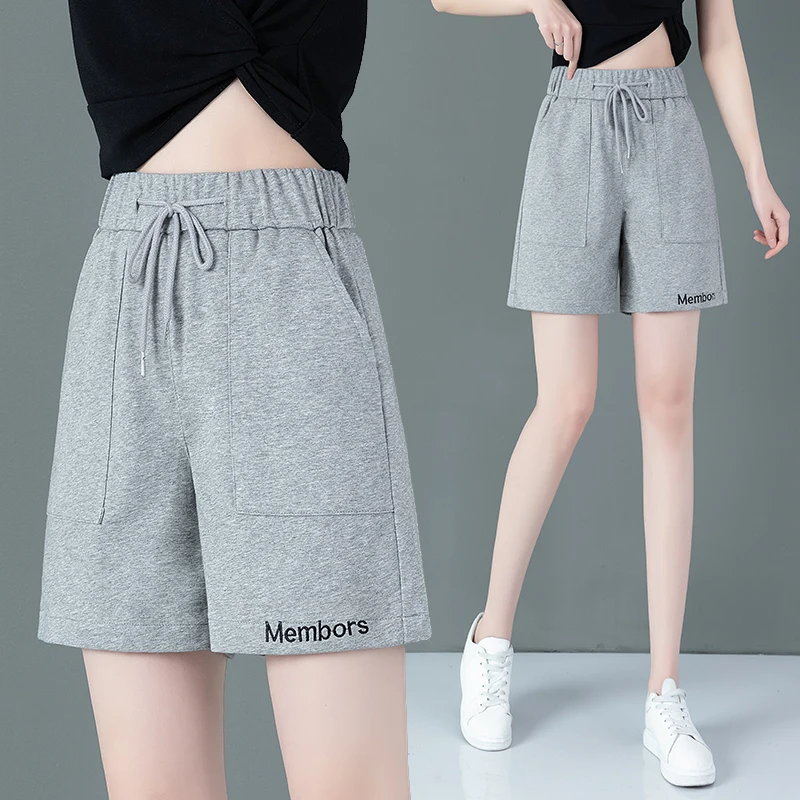 

Women's Sporty Summer Thin Five-Quarter Loose Wide-Leg Pants High Waist Casual Cotton Blend Comfortable Breathable Shorts