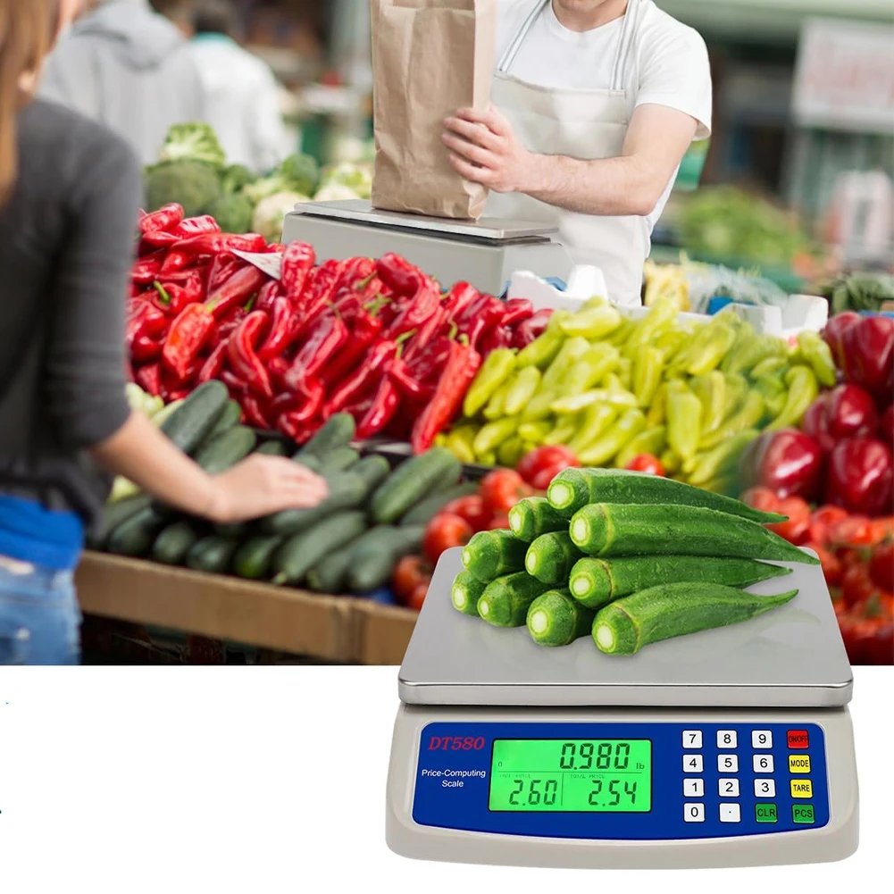 

30kg/1g Large Digital Kitchen Scale with Tare Function Price Computing Scale Stainless Steel Counting Scale for Meat Vegetables