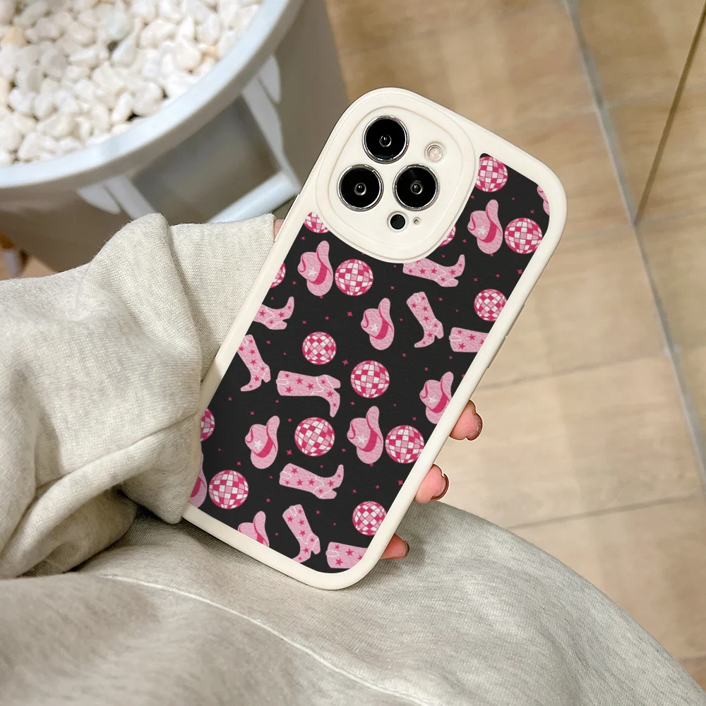 Retro Cowgirl Pink Western Phone Case For IPhone 11 12 13 14 15 Plus Pro Max PU Leather Silicon Soft Cover