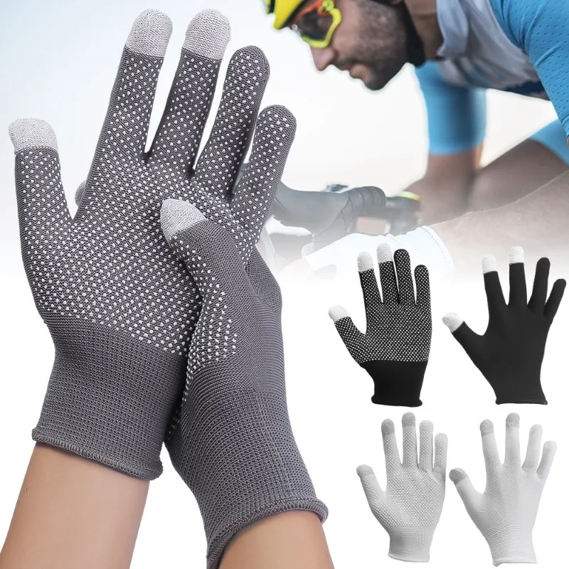 Anti-slip Wear Resistant Nylon Full Finger Gloves Garden Work Gloves for Women Men Anti-UV Outdoor Cycling Gloves Mittens 1 Pair