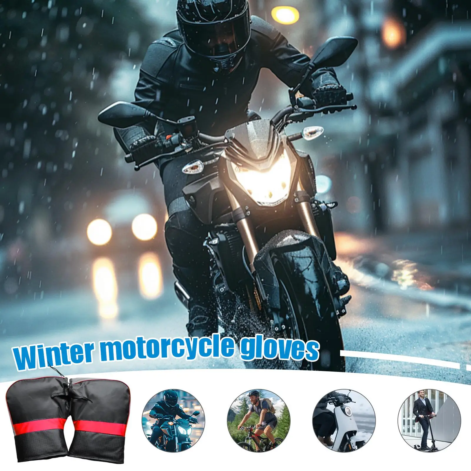 Handlebar Gloves For Bike Warm Tricycle Accessories Windproof Bicycle Handlebar Mittens For Scooter Motorcycle Snowmobile