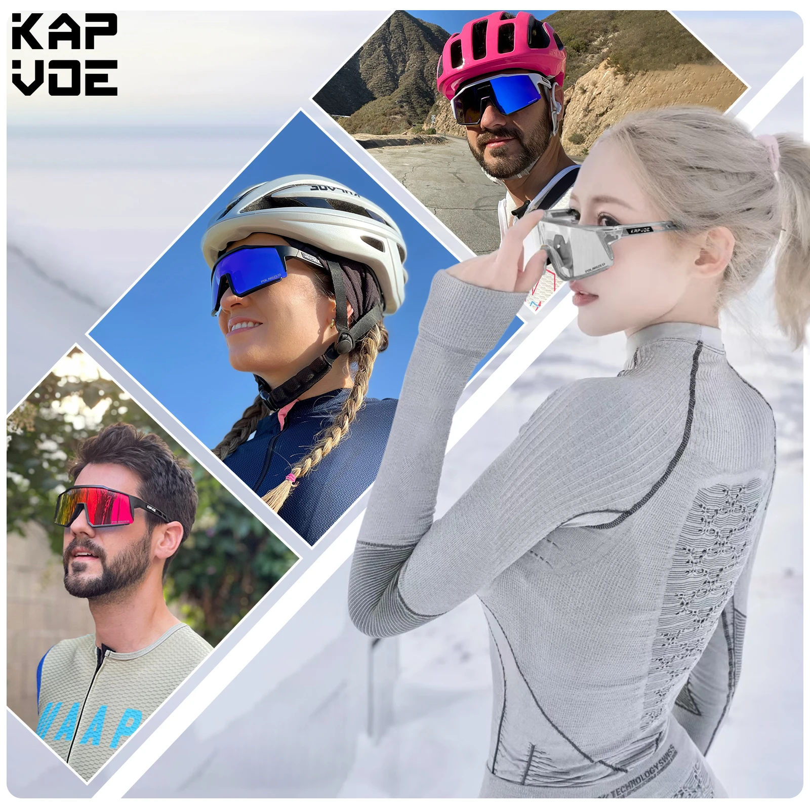 Kapvoe Cycling Sunglasses Polarized UV400 Protection Outdoor Riding Bike Eyewear MTB Sports Cycling Glasses Bicycle Goggles