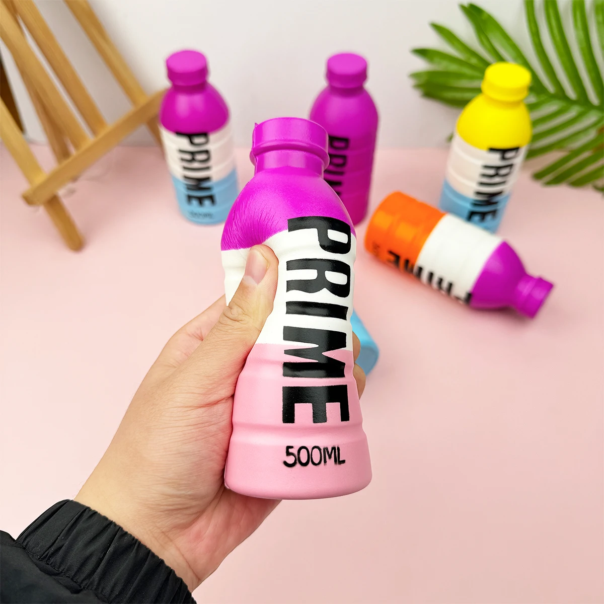 Botella de bebida antiestrés para niños, juguete para apretar en relieve, relleno suave, café Latte Americano, utilería de cumpleaños