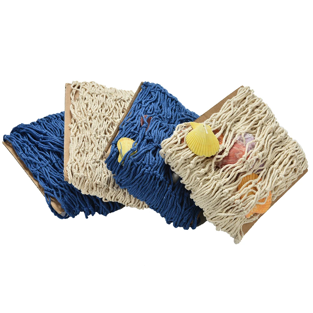 1pc Fish Netting Decor Nautical Decorative Fish Net Sea Shells Seaside Wall For Home Decoration Photography Decoration