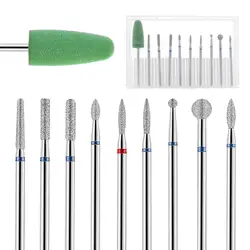 10pcs/Set Nail Drill Bit Milling Cutter Files Rotary Electric Burr Manicure Pedicure for Machine Remove Gel Cuticle Tools