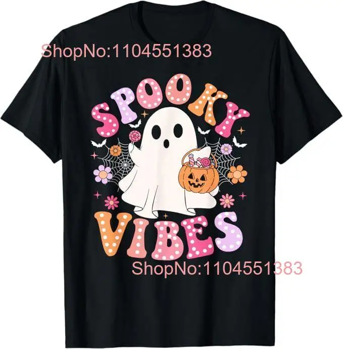 

Spooky Vibes Ghost Retro Groovy Halloween Women Girls Kids T-Shirt