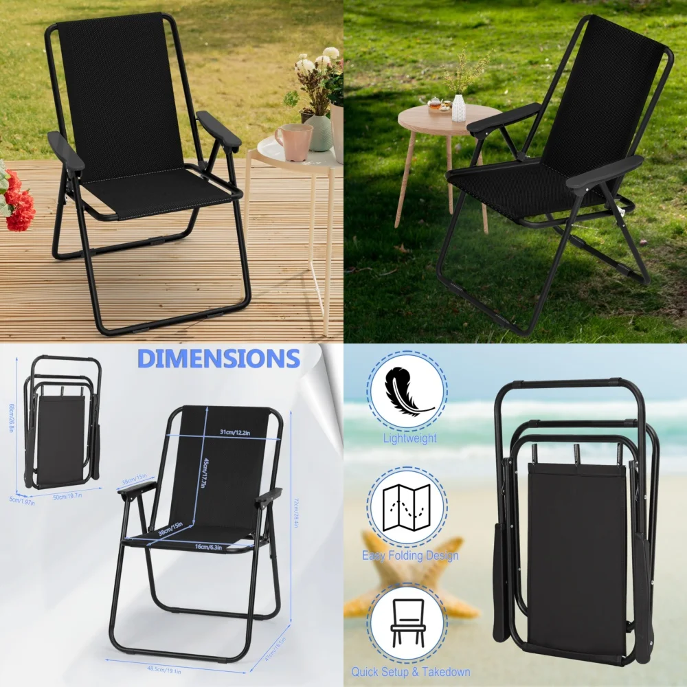 

camping chairHeavy Duty Folding Beach Chair Portable Camping Lawn Chair for Outdoor Picnic Travel Lightweight High Back