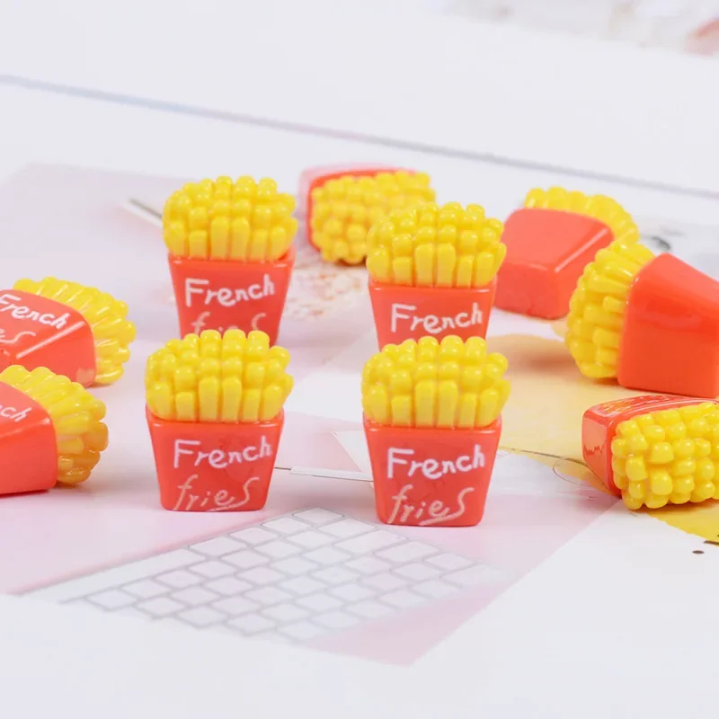 10pcs Cute 3D Resin French Fries Simulation Miniature Food Resin Flatback Cabochons Cute Parts Scrapbooking Supplies