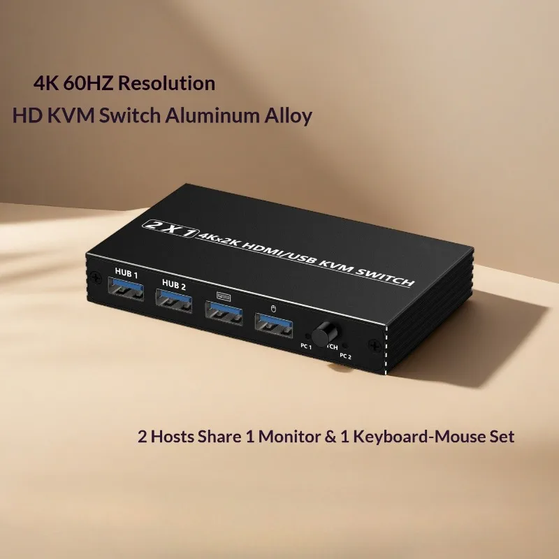 AM-KVM Convertor 201CL 2-in-1 HDMI/USB KVM Switch Support HD 2K*4K 2 Hosts Share 1 Monitor/Keyboard& Mouse Set