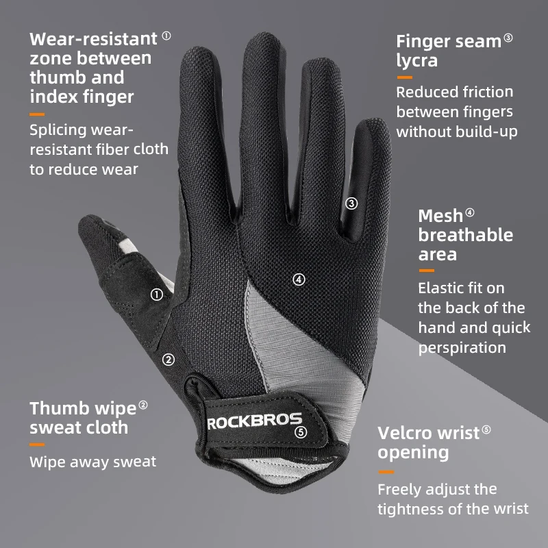 ROCKBROS Windproof Cycling Gloves Bicycle Touch Screen Riding MTB Bike Glove Thermal Warm Motorcycle Winter Autumn Bike Clothing
