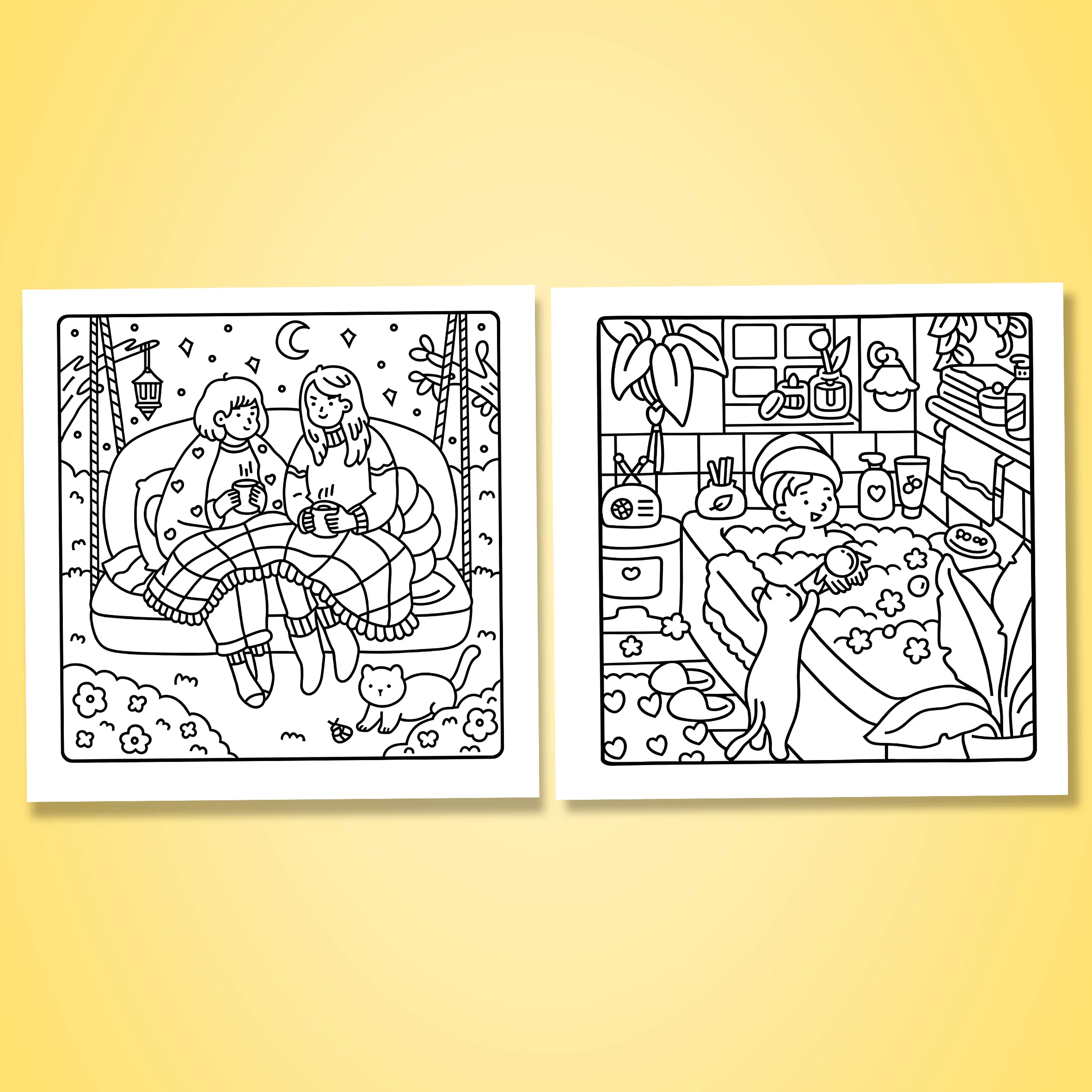 COZY GIRL & FRIENDS Bold-easy Patterns Coloring Book for Adults Cute Drawing Book Perfect Gift for Party and Birthday