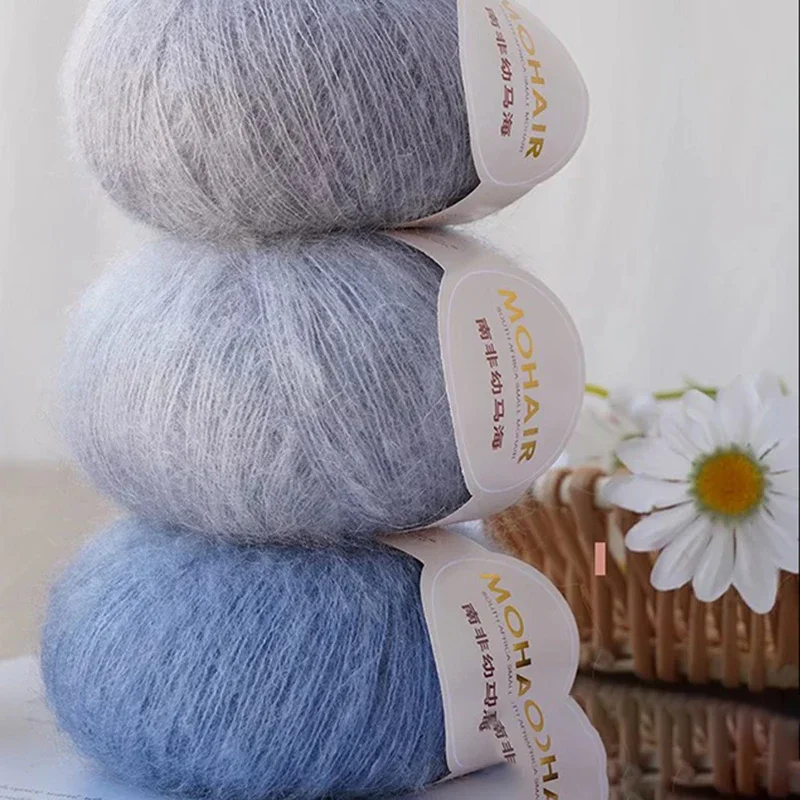 Mohair Yarn for Baby,Soft Knitting Wool,Crochet Yarn for Hand-Knitting,Warm Sweater, Shawl Scarf,DIY Baby Socks Clothes,25g/Roll