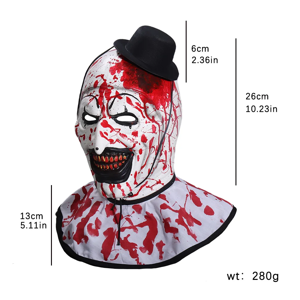 Horror Bloody Terrifier 3 Art The Clown Mask Cosplay Demon Joker Killer Latex Helmet Halloween Carnival Party Costume Props