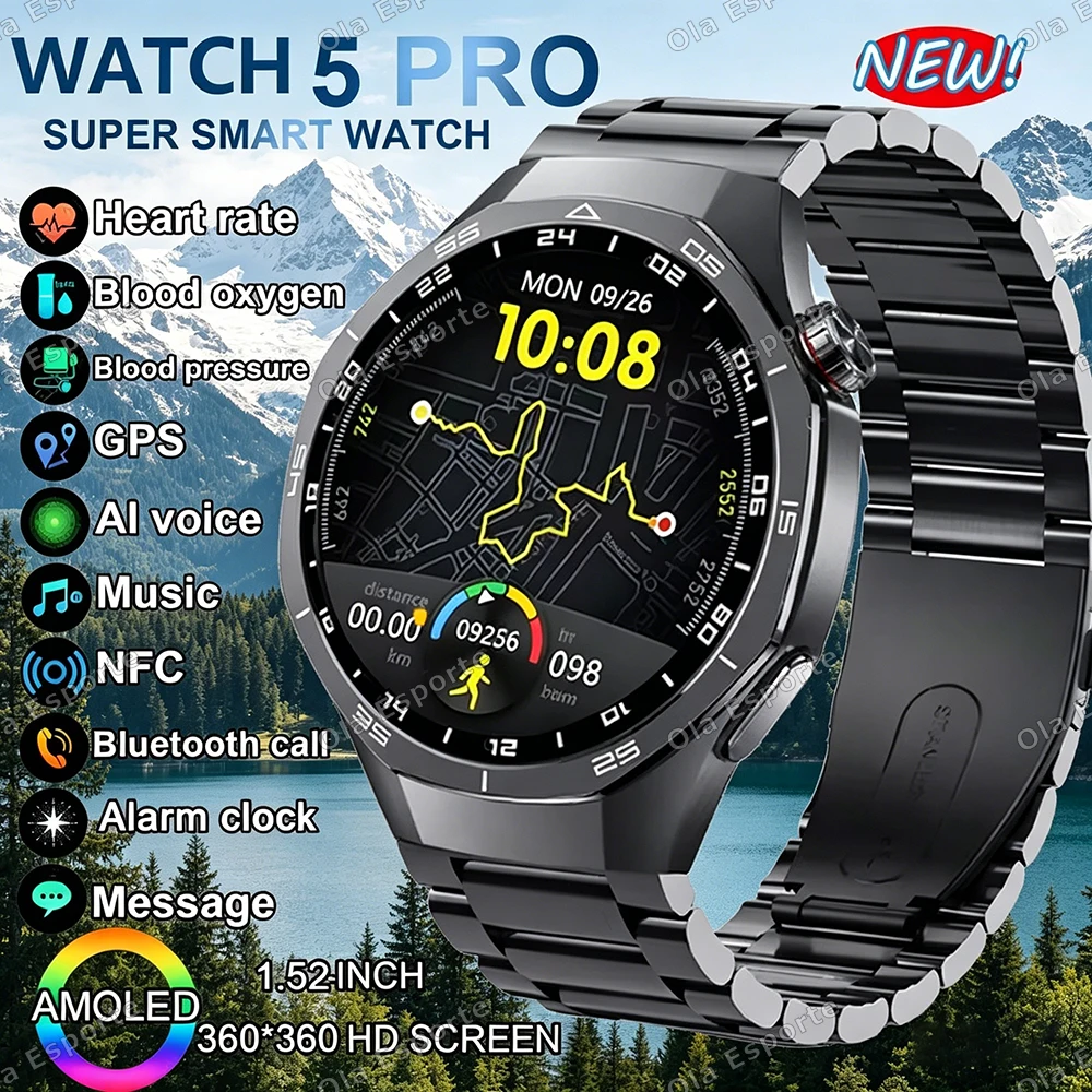 2026 Sports Watch 5 Pro GPS Track Smart Watches Men 1.52"AMO
