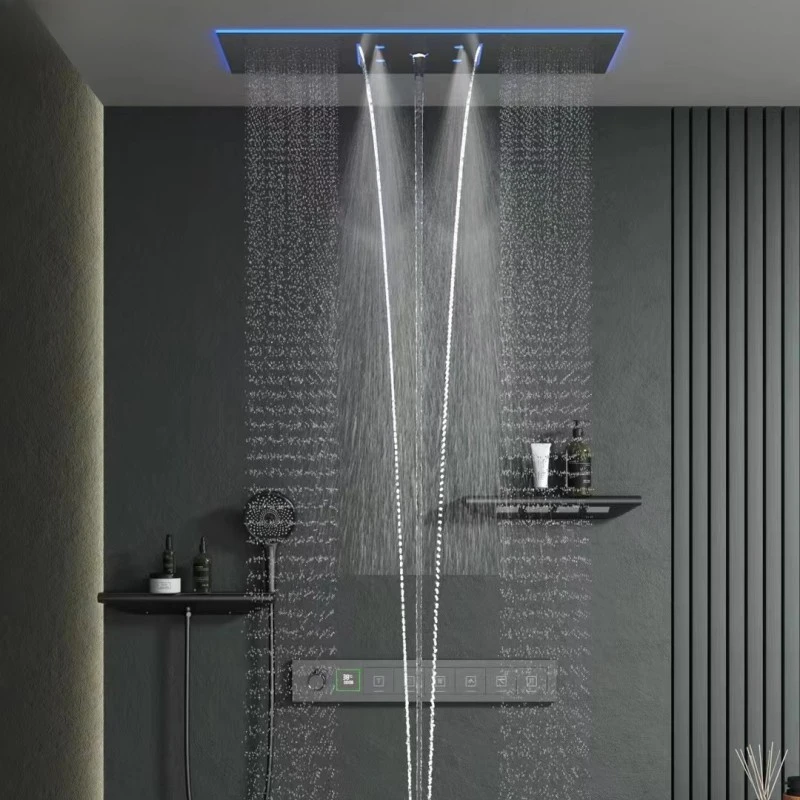 wall shower 6 function  thermostatic bath tap luxury wall shower concealed constant  shower set embedded thermostatic  set