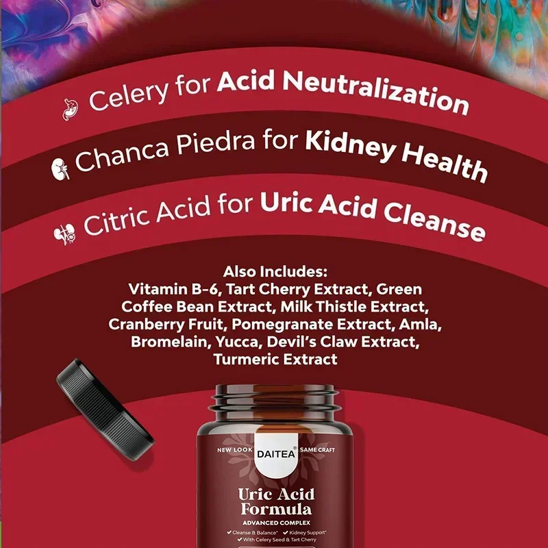 Vegetarian Uric Acid Cleanse and Detox - Daily Kidney Cleanse and Uric Acid Support for Adults - Joint Kidneys for Men and Women