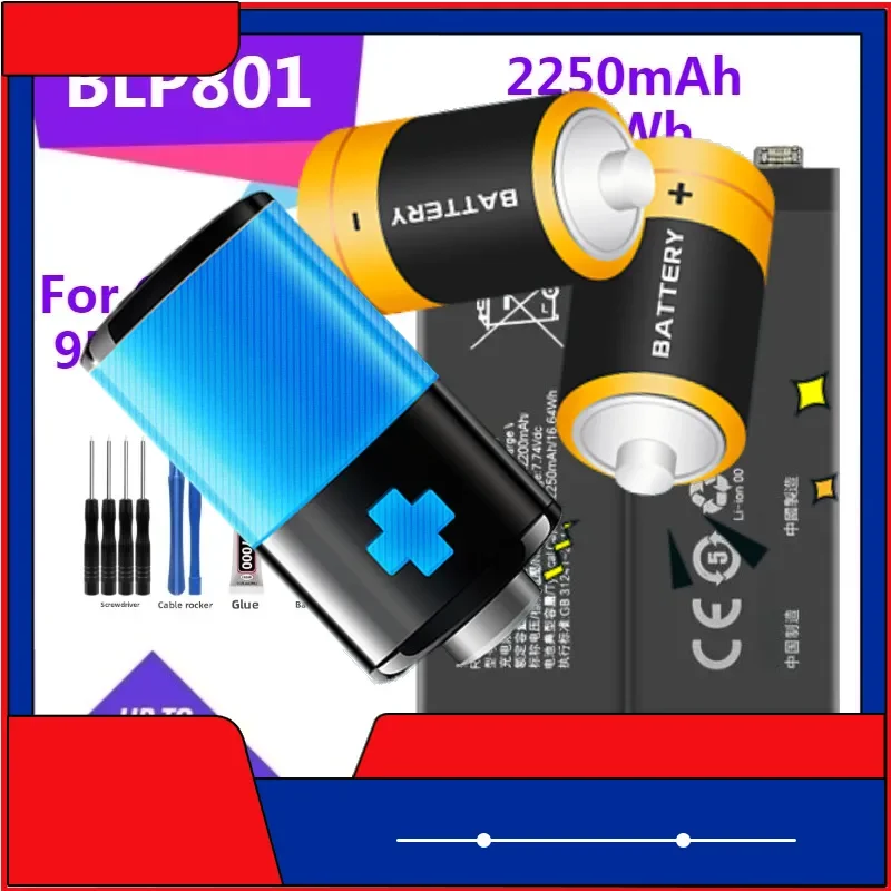 

Сменный аккумулятор BLP801 для мобильного телефона OnePlus 8T 9R, аккумулятор 2250 мАч/16,6 Втч с инструментом