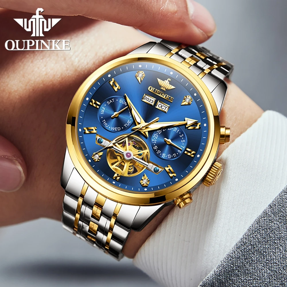 OUPINKE Premium Luxury Men Watch Top Brand Automatic Mechanical Watch Precision Steel Strip Waterproof Luminous Men Watch 3248
