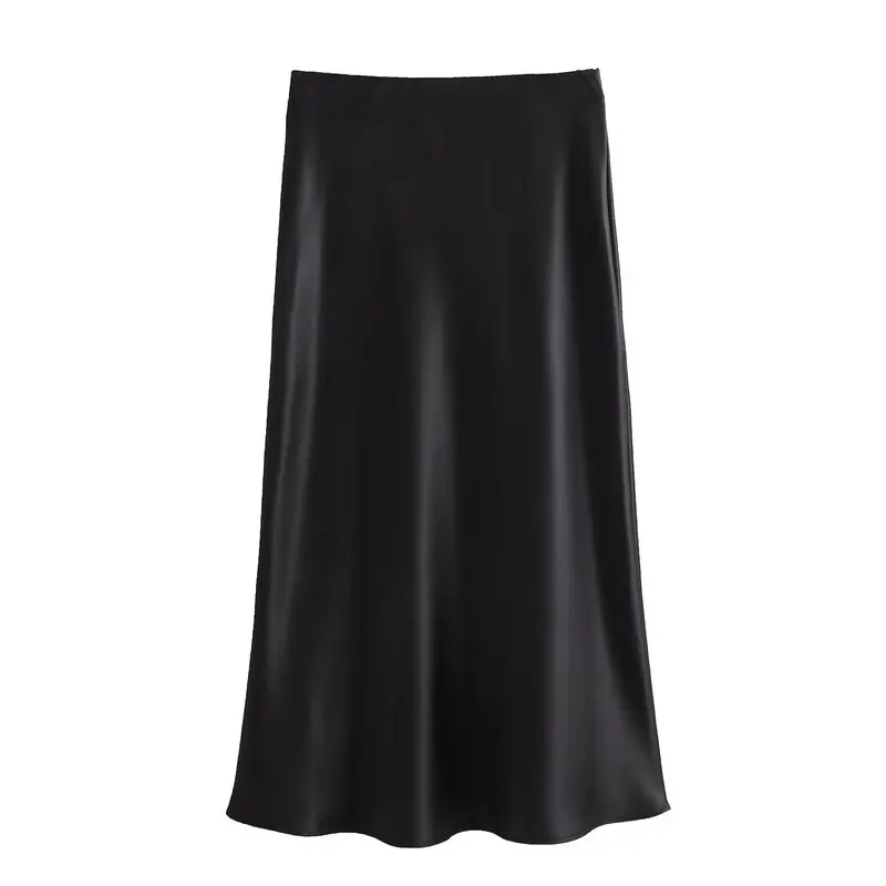 

High Waist Silk Satin Skirt 2023 New Sle Women's Faion Slimming Versatile Midi Skirt Commute Sle Color Other Mate...