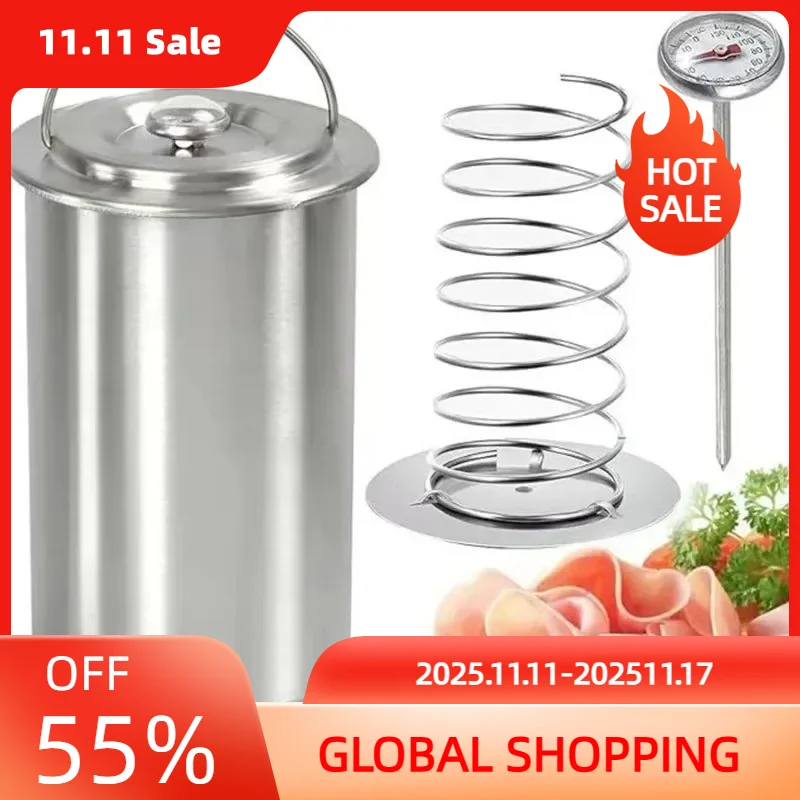 

Пресс для ветчины из нержавеющей стали 304, пресс для мяса, большая емкость, пресс для ветчины, круглая форма, пресс для мяса Deli с термометром