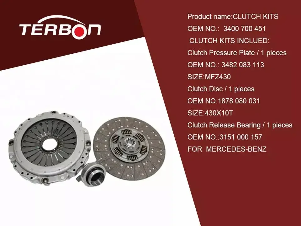 3400700451   مجموعة القابض لقطع غيار شاحنات Terbon 430 مم 005 250 84 04