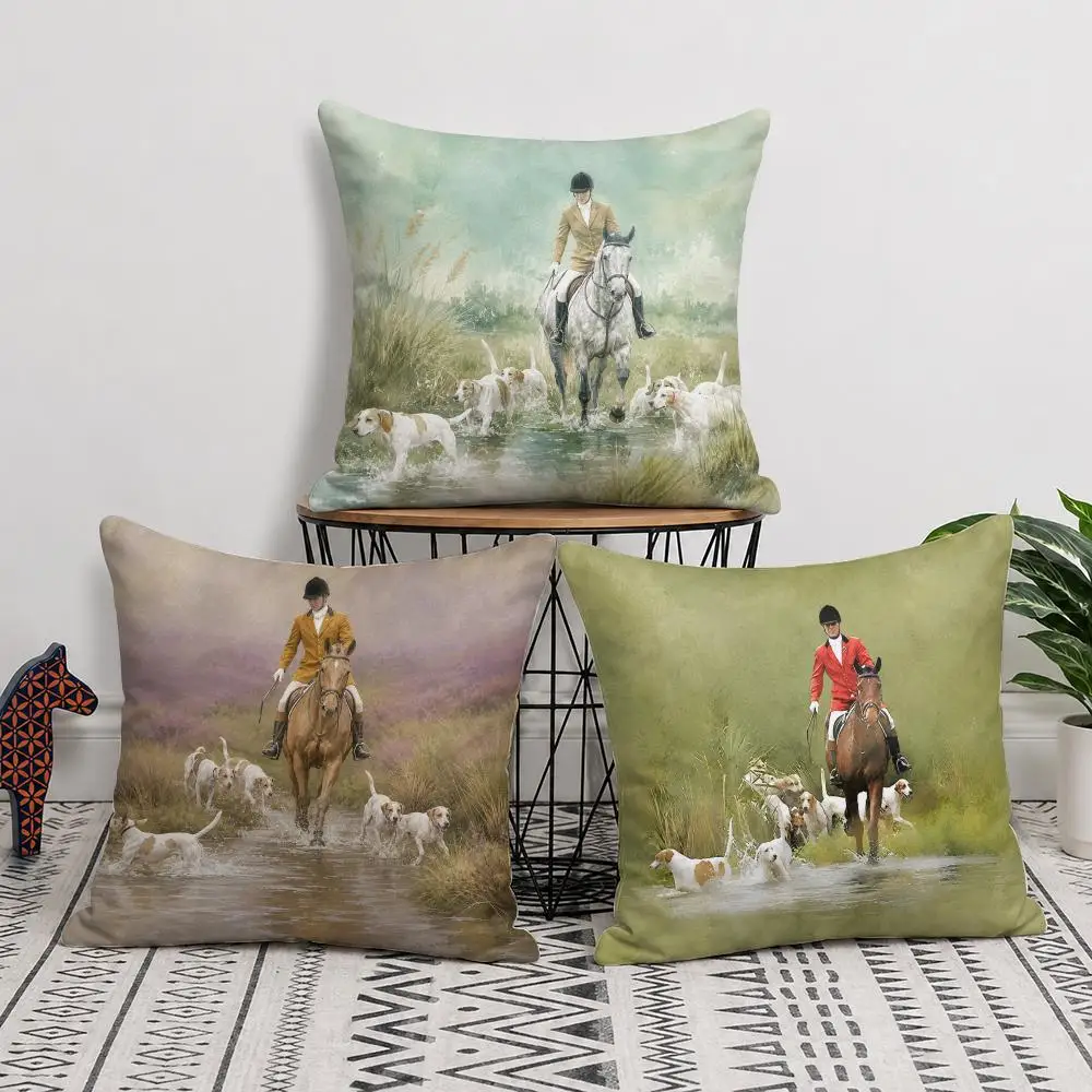 Royal Equestrian Legacy Cushion Cover Soft Short Plush Pillow Cover Smooth Cozy Texture Aesthetic Cushion Case Home Decor