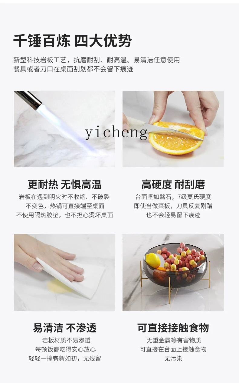 ZC American rock slab dining table square and round dual-purpose retractable folding European solid wood cream style new model