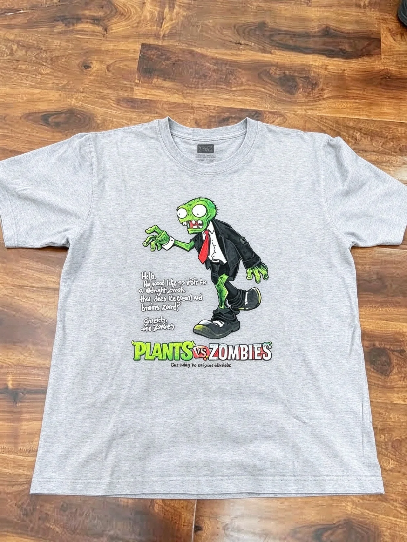 Plants Vs Zombies Brains Zombie Hand Game Graphic Tee T Shirt Men's Women's Unisex Cotton Retro Cool Oversized Short Sleeve Top