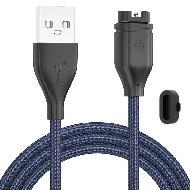 USB Braided Cable Charger Cord For Garmin Fenix 8 7 7S 7X 6 6S 6X 5 5S Venu 2 Forerunner 745 955 945 Plus a Cover Case Dust Plug