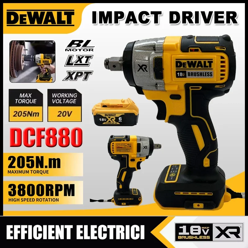 

Аккумуляторный бесщеточный ударный гайковерт Dewalt DCF880, 3300 об/мин, с высоким крутящим моментом, для ремонта шин, электроинструмент