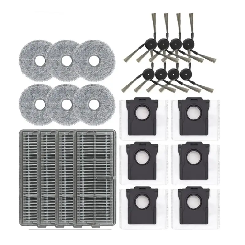 

Совместимые с ABBZ аксессуары для Dreame X40 Pro Ultra: боковая щетка, HEPA-фильтр, салфетка для влажной уборки, мешок для сбора пыли, запасные части.