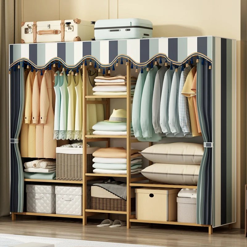 standing Simple coat rack double rod drying rack floor Shelf indoor home bedroom living room storage Entrance Hall furniture