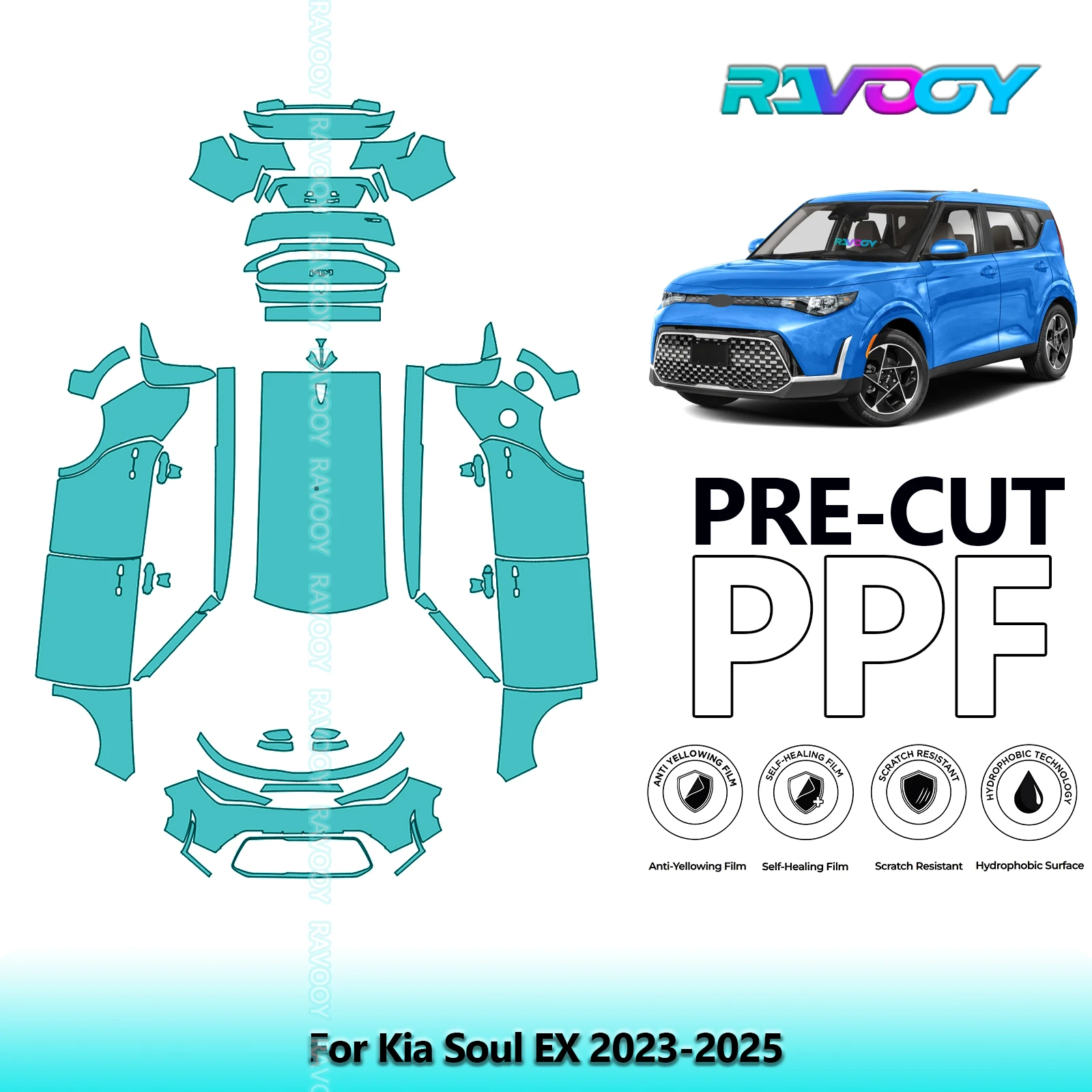 

8.5Mil Full Vehicle Precut PPF Paint Protection Film For Kia Soul EX 2023-2025
