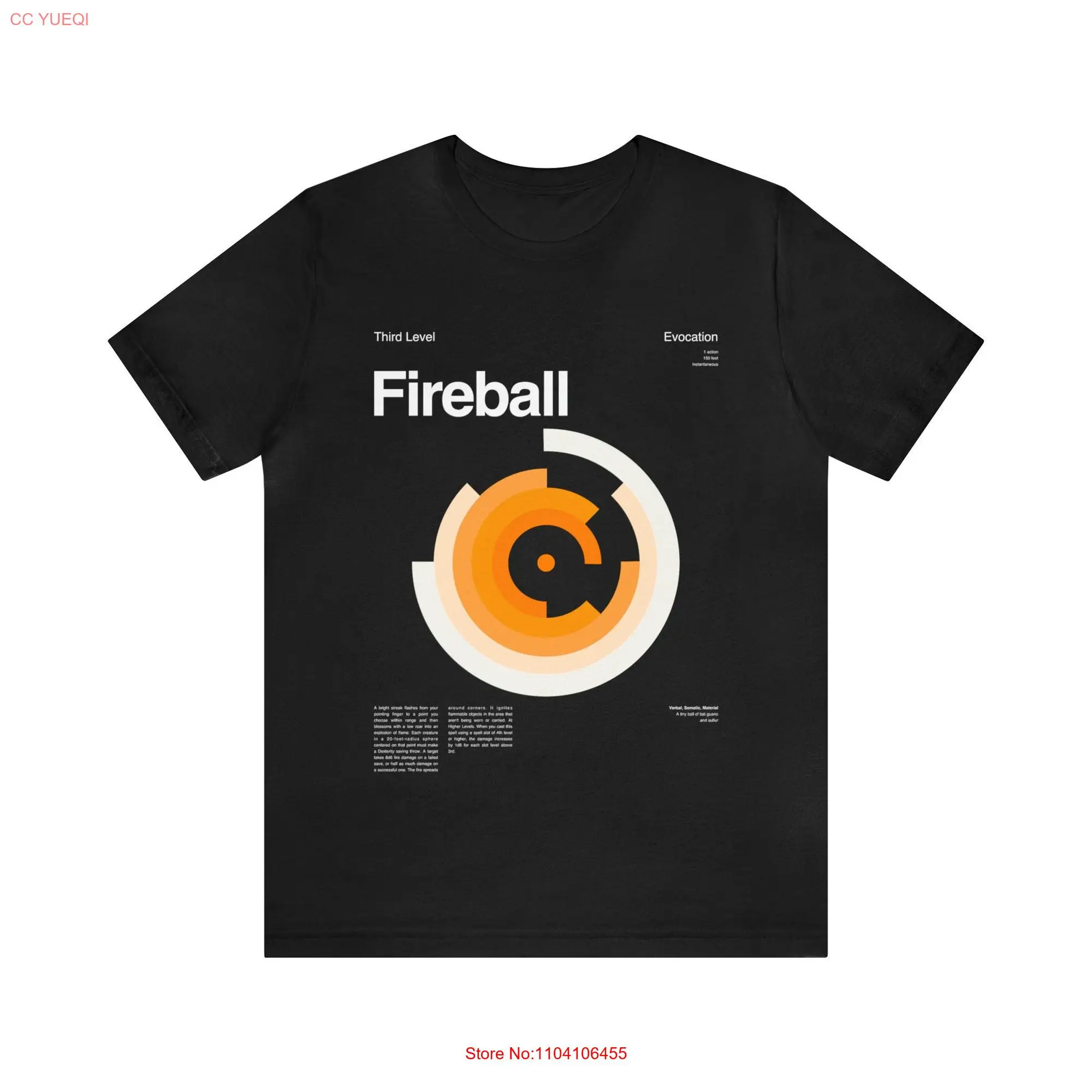 Fireball Spell T Shirt long or short sleeves