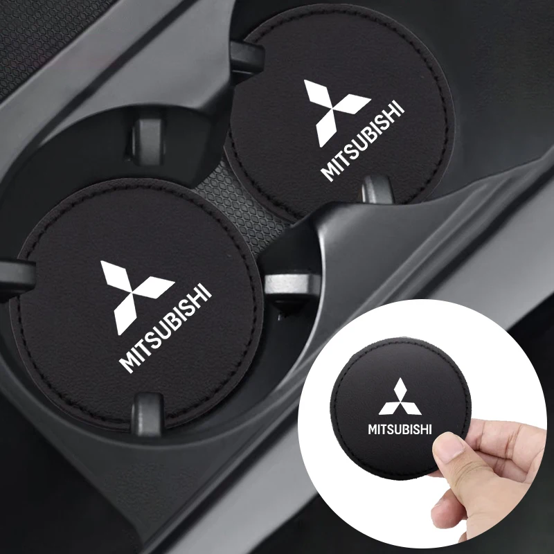 Car Logo Cup Holder Coaster Non Slip Mat For Mitsubishi Ralliart Lancer 9 EX Colt Outlander 3 ASX Pajero L200 Galant Space Star