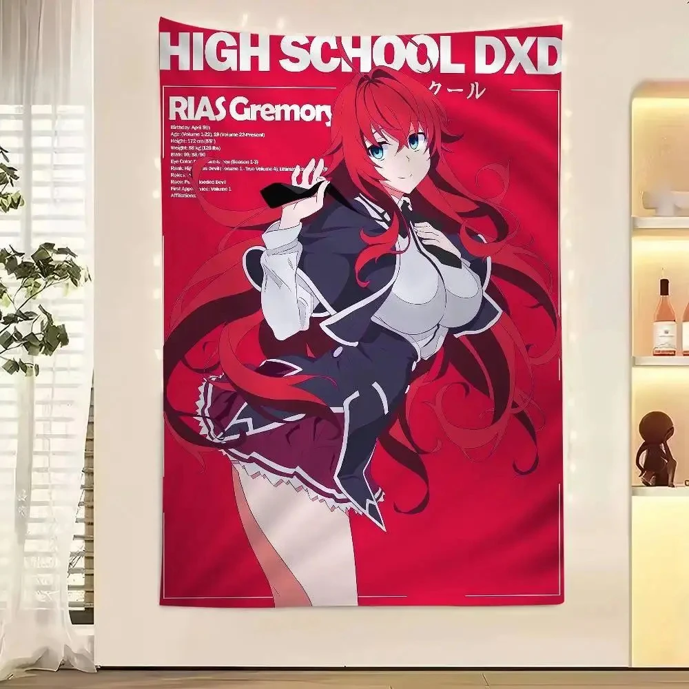 High School DxD Anime Flag Tapestry - Multicolored Lightweight Waifu Bohemian Photo Banner, Curtain-Style Window Hanging,