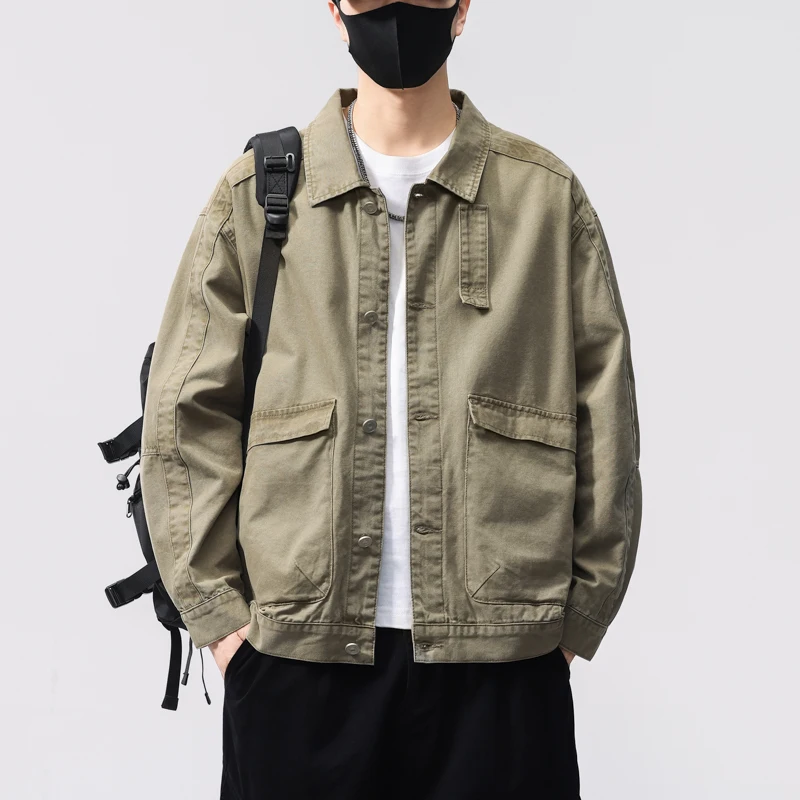 

2025 Men's Spring/Autumn Jacket - American Vintage Pure 100% Cotton Washed Retro Loose Fit Casual Coat