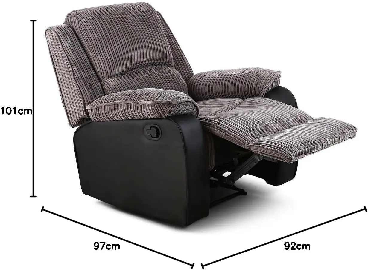 Modern Massage Fabric Recliner Armchair Sofa Lounge With Metal Legs (Grey)